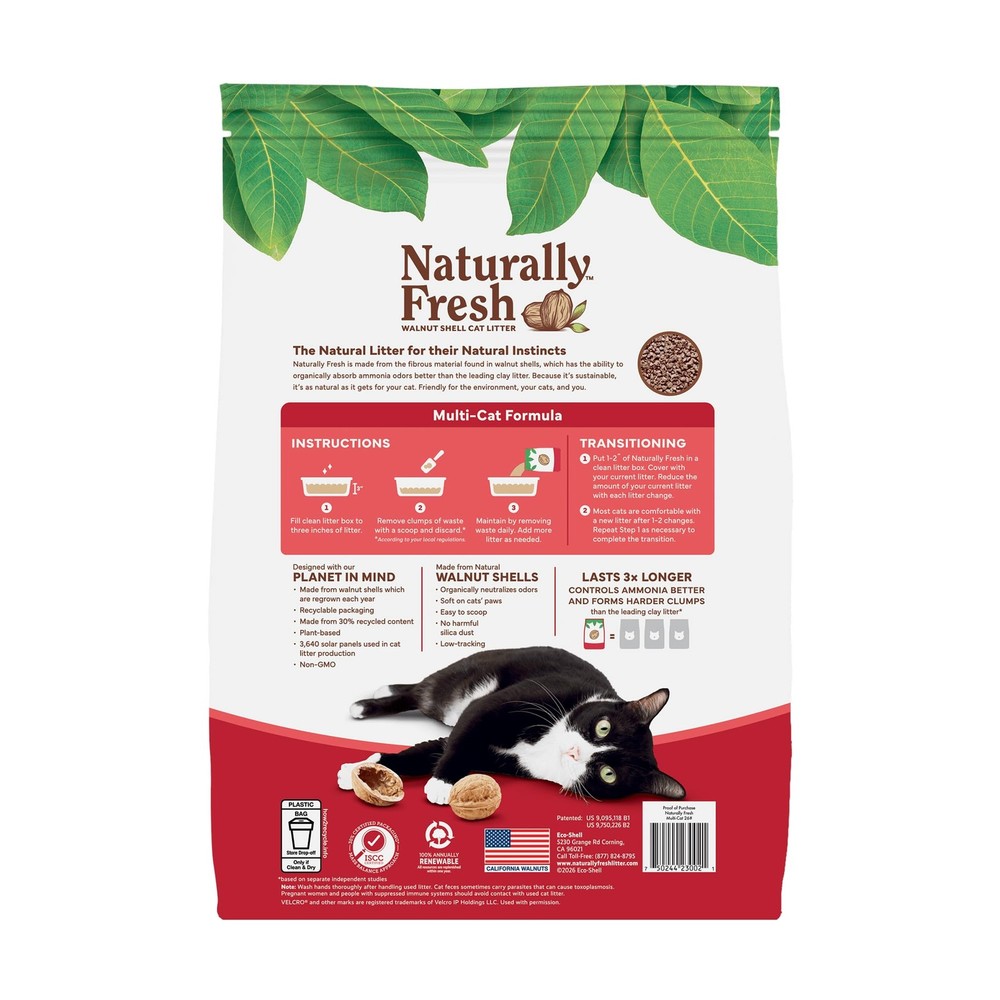 Cat Litter Made from Walnut Shells, Unscented, Multi-Cat, Upcycled, Low Dust,...
