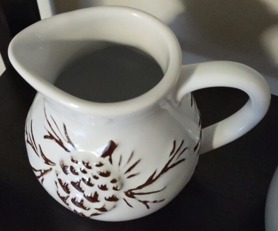 Pine Cone Embossed Ceramic Coffee Creamer