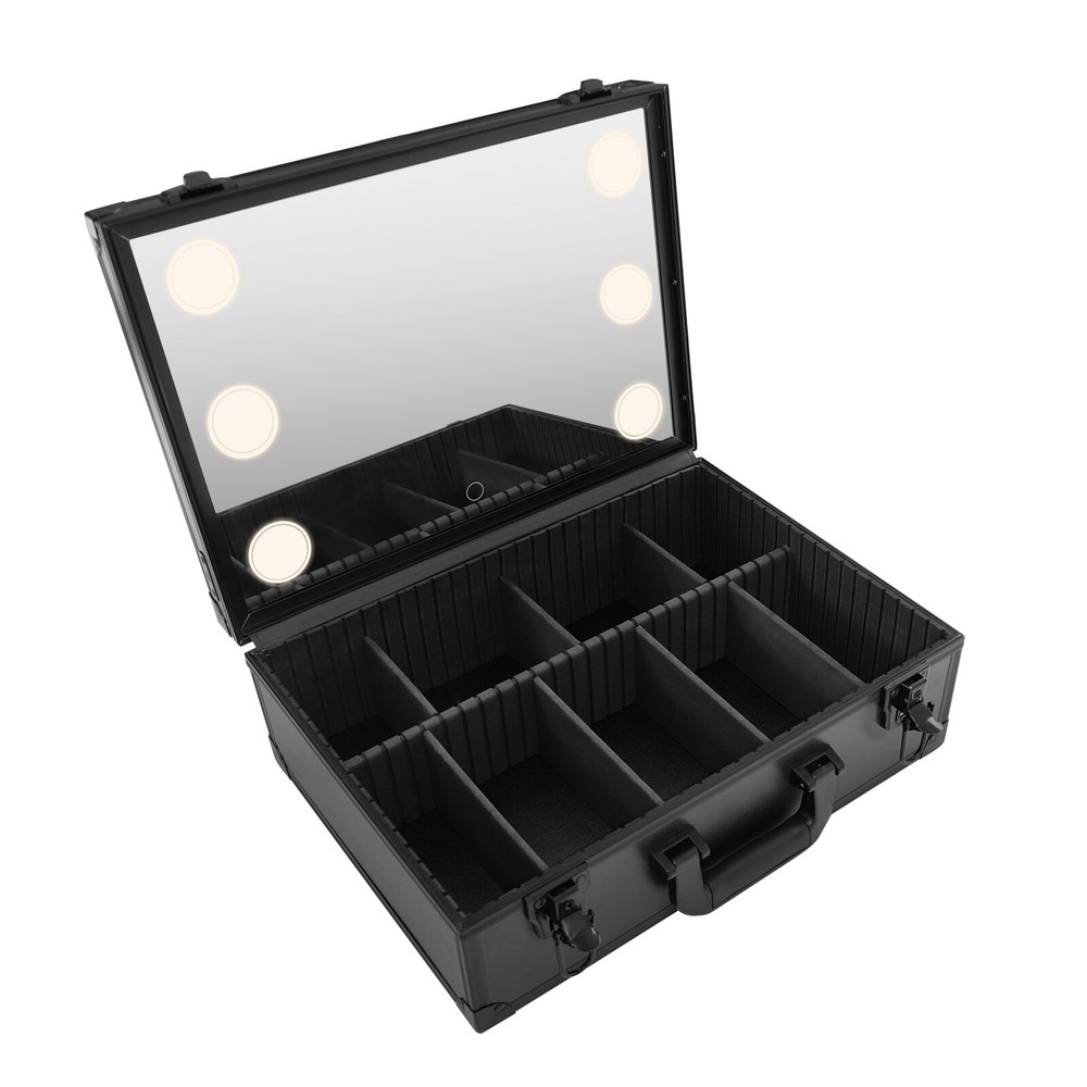 Large Makeup Train Case with LED Light & Mirror - Portable Organizer