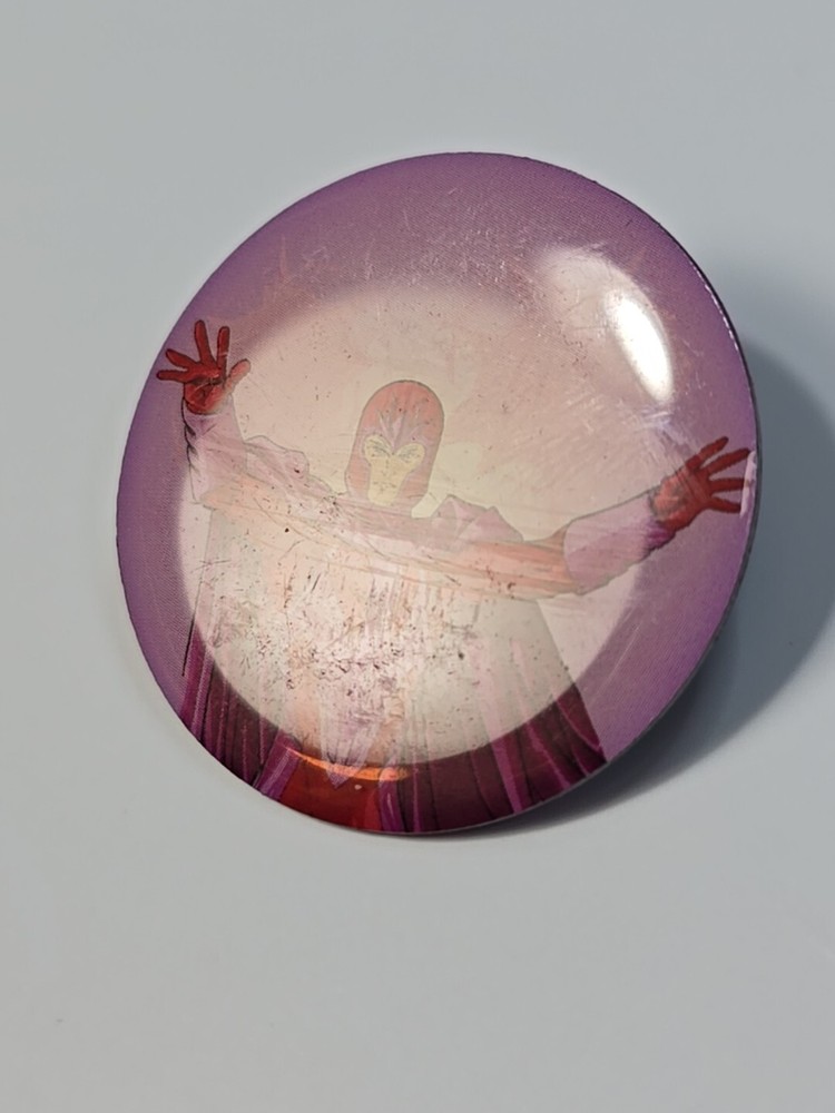 Magneto Head Lapel Pin Marvel X- Men Character Pink Background