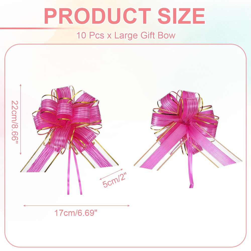 Large Gift Bow 9x7 Inch, 10 Pack Pull Bows for Gift Wrapping, Dark Red