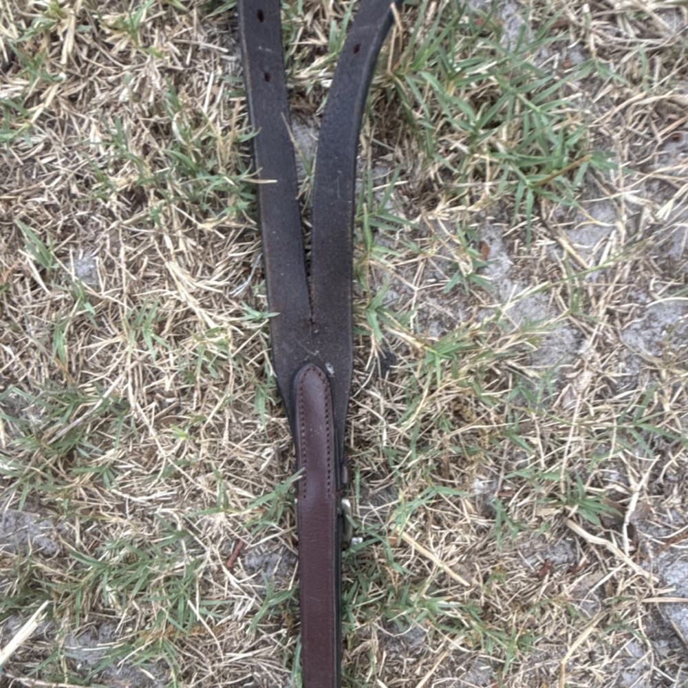 Brown Leather Western Horse Training Fork with Silver Hardware