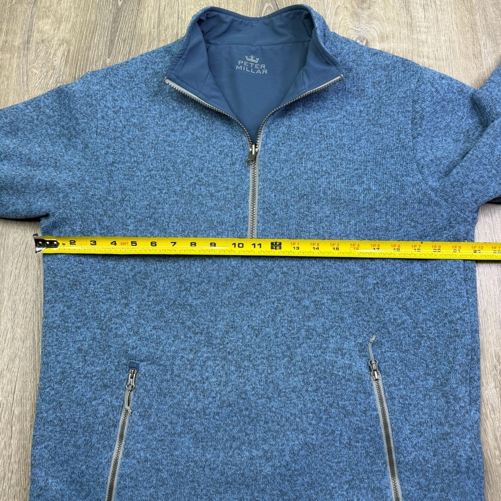 Peter Millar Crown Sport Mens Blue Performance 1/4 Zip Stretch Pullover Size M