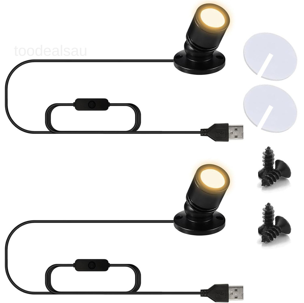 USB Powered Mini Spotlights for Displays 2-Pack – 5V 2PACK Warm Light