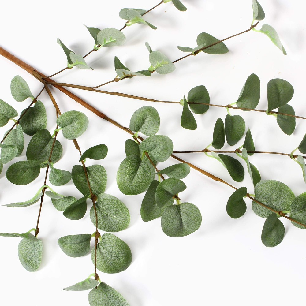 6 Pcs 27" Eucalyptus Stems Greenery Stems Eucalyptus Leaf Spray in Green Silk...