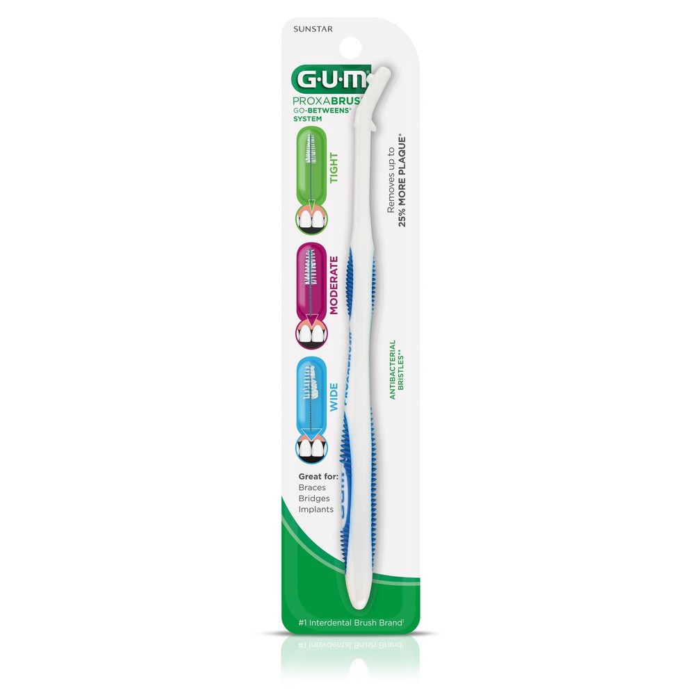 GUM Proxabrush Permanent Handle Refills - 1 Count (Pack of 4), Blue