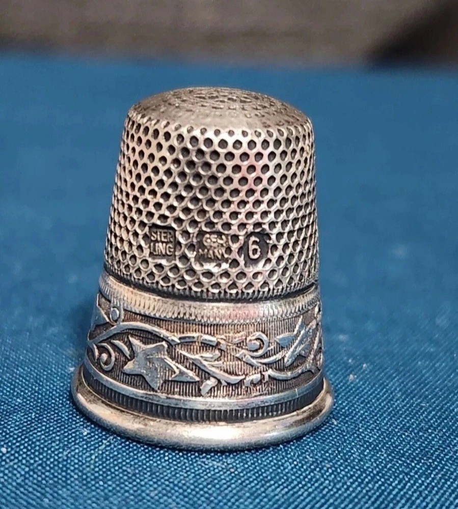Antique Germany Sterling Silver Thimble Size 6