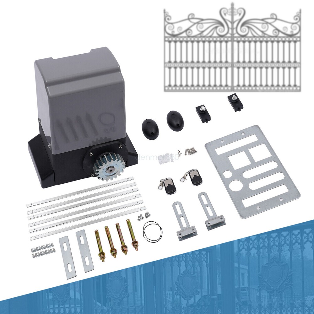 4400 LBS Automatic Sliding Gate Opener Rack Driven with 2 Remotes & Complete Kit
