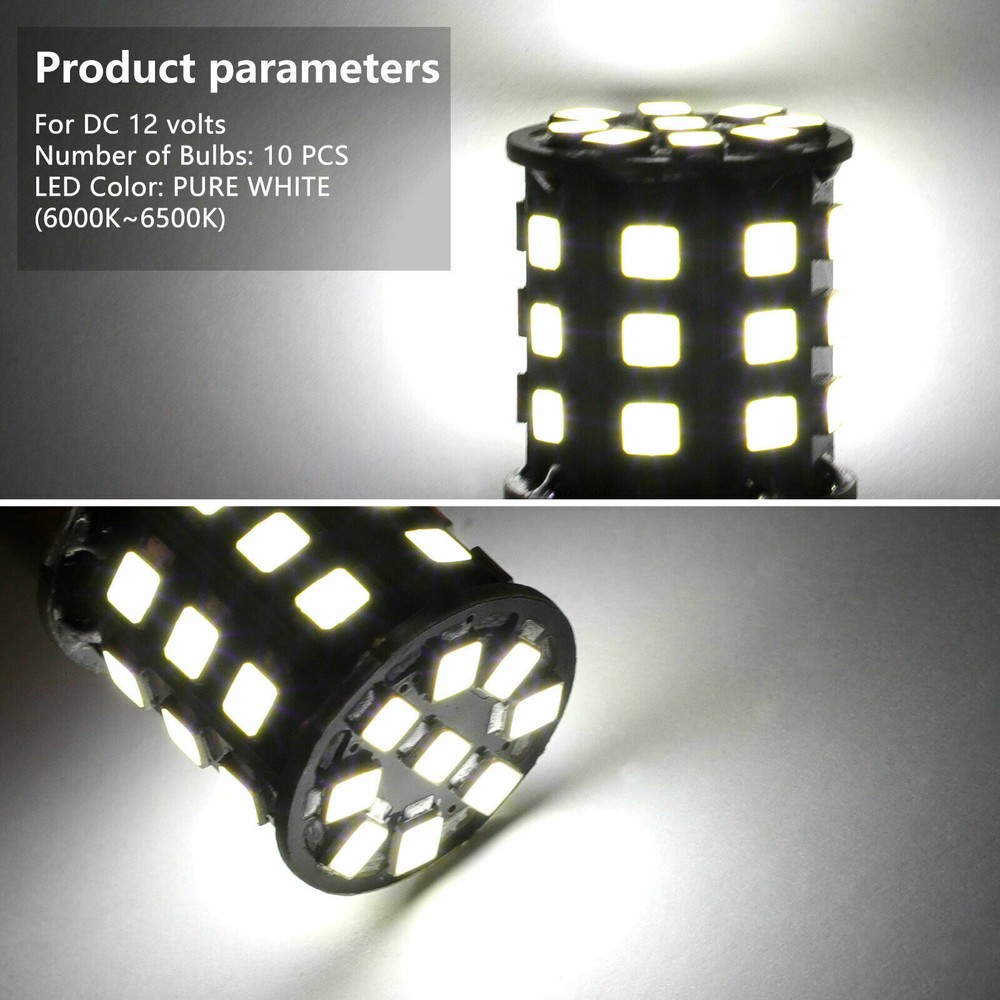 10x 1156 RV Trailer Car 33-SMD LED 1141 Interior Light Bulbs Super Bright White