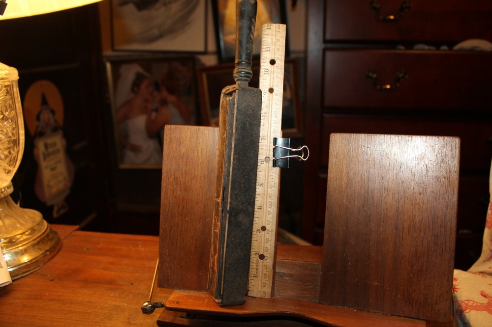 Antique 4 Sided Leather Razor Strop Wood Handle