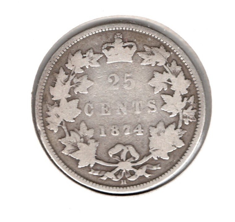 CANADA - 25 Cent (1874H) KM #5, Silver Coin