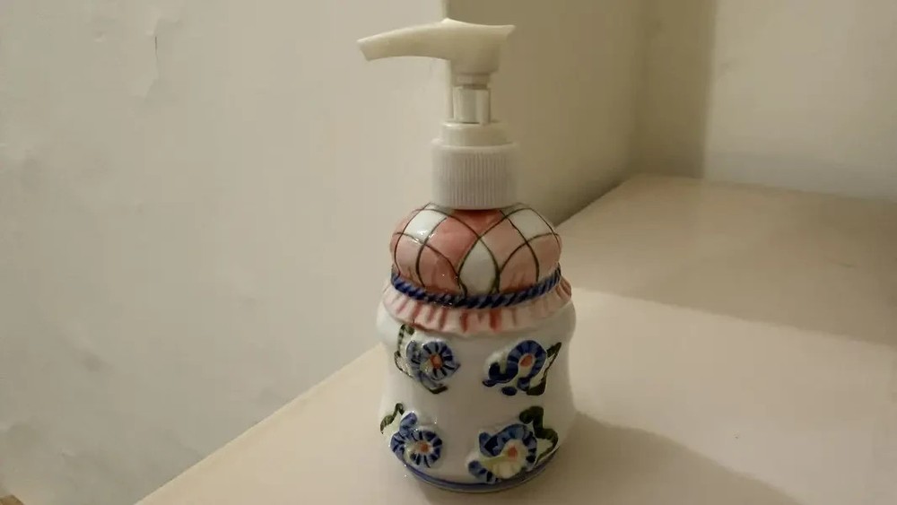 Ceramic Bathroom Accessory Set | Soap Dispenser + Holder Set