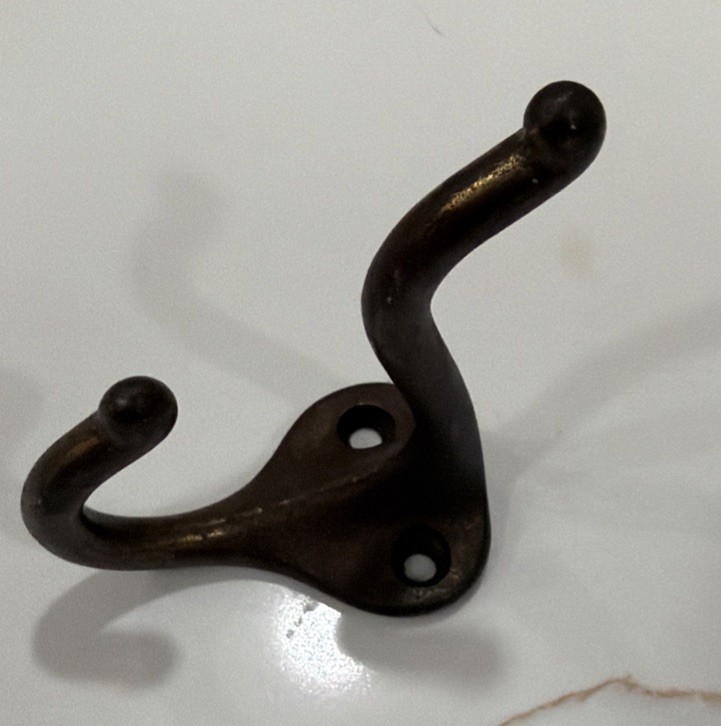 Single Cast Iron Double Hooks Round Tips Coat Hat Salvage Hardware 3”