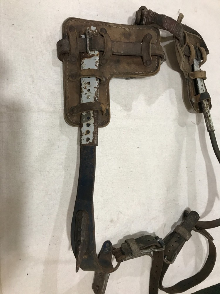 vintage pole tree climbing gaffs sold as is