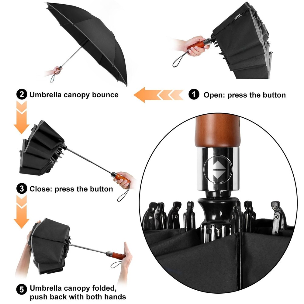 Large Reverse Umbrella -50 Inch Windproof Folding Inverted Umbrella - Upside ...