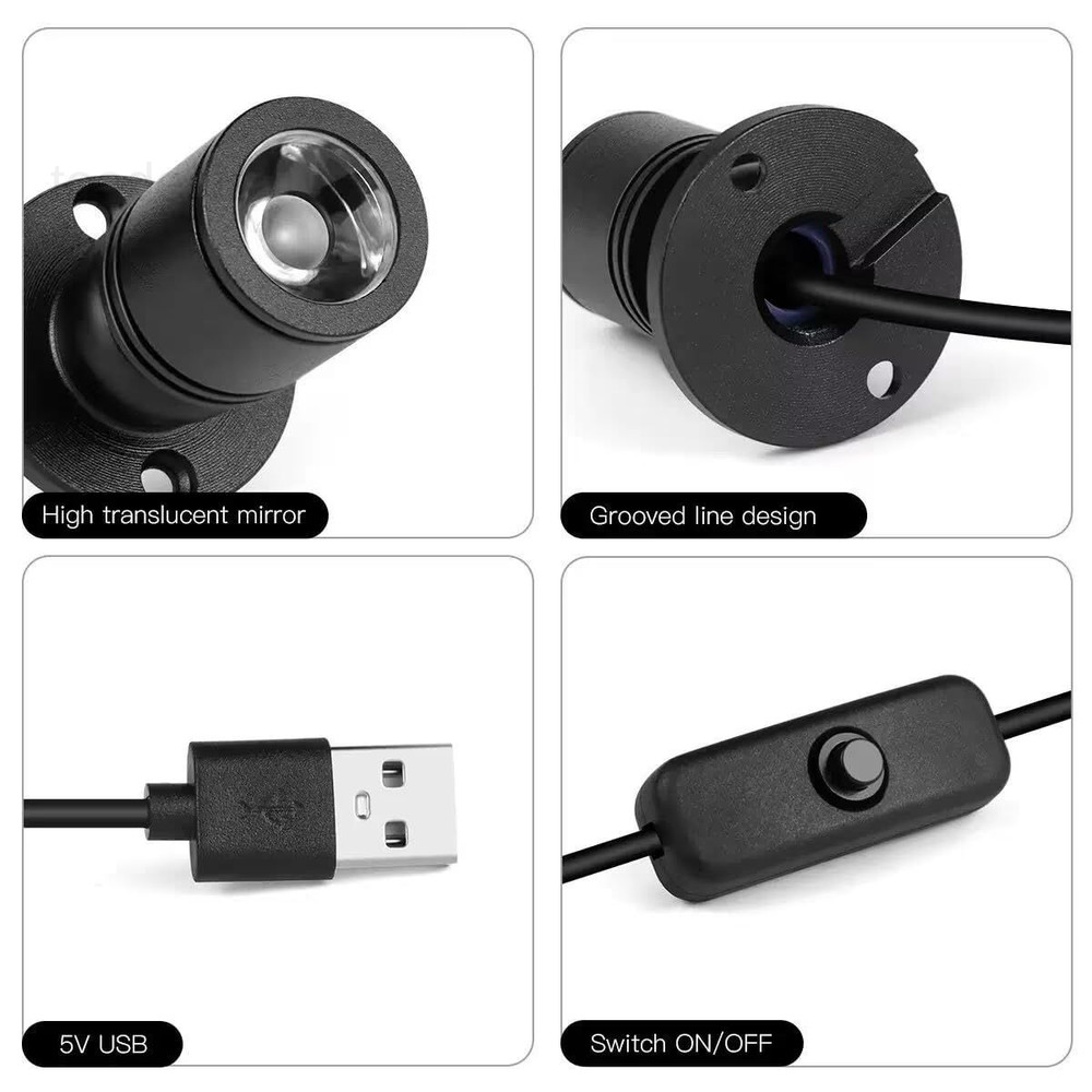 USB Powered Mini Spotlights for Displays 2-Pack – 5V 2PACK Warm Light