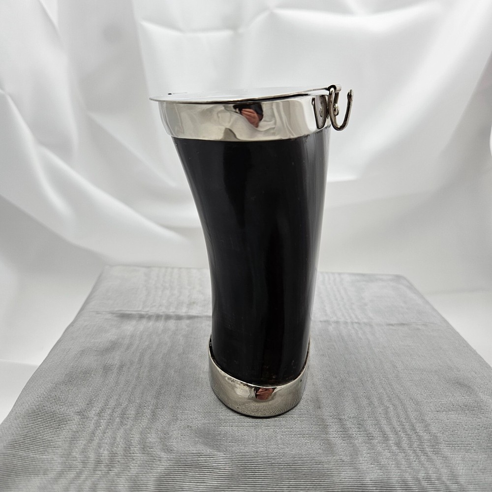 Silver Plate & Natural Horn Container Handcrafted / Hand Made