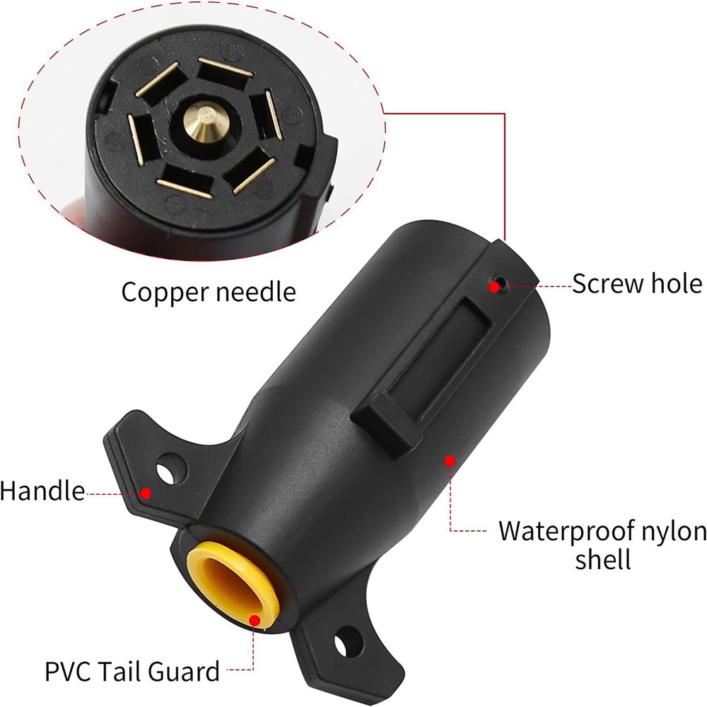 2Pcs 7 Way Round RV Style Trailer Light Plug Connector Replacement End Blade Pin