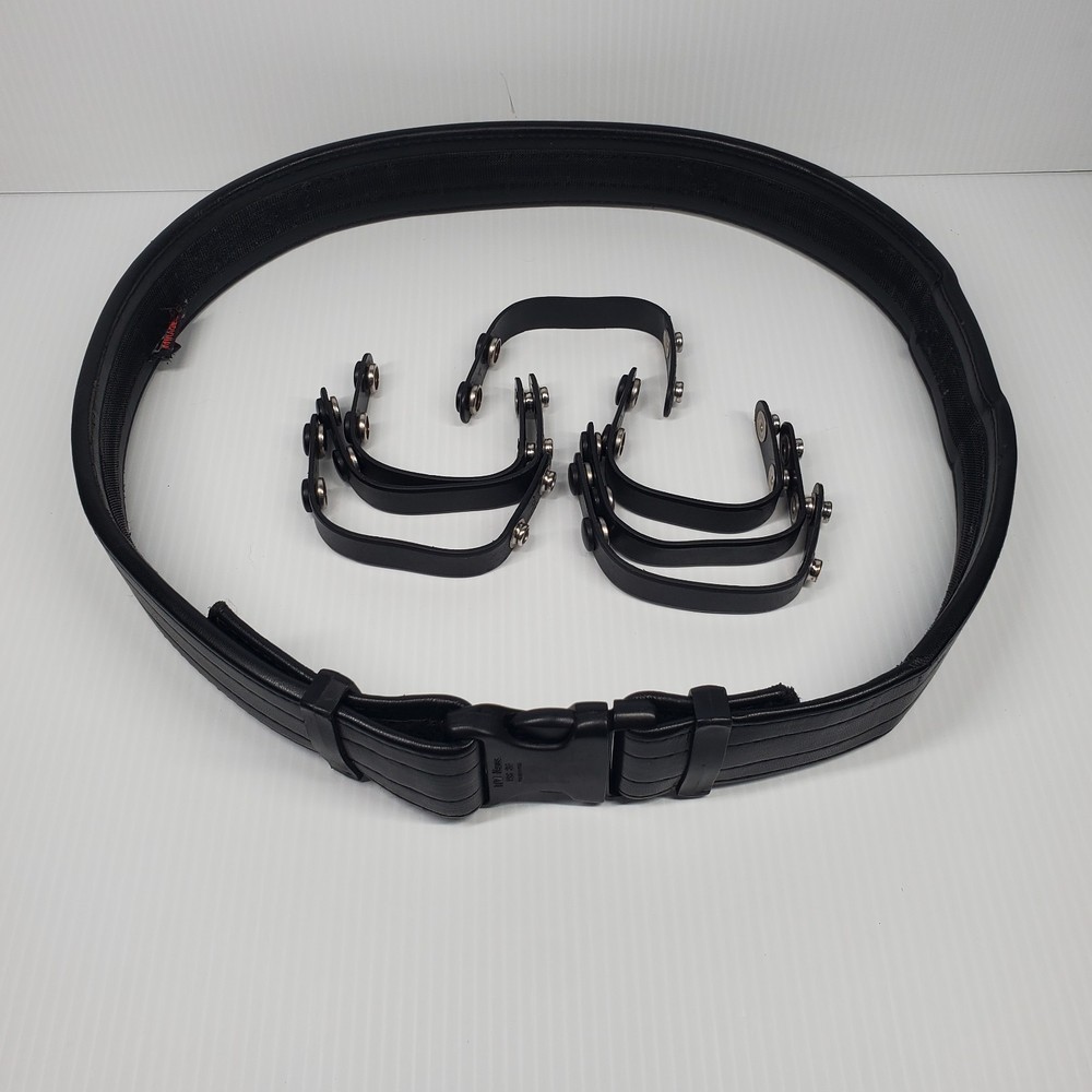 Uncle Mike's Mirage Duty Belt Leather 2" Medium Ultra Plain Black Hook and Loop