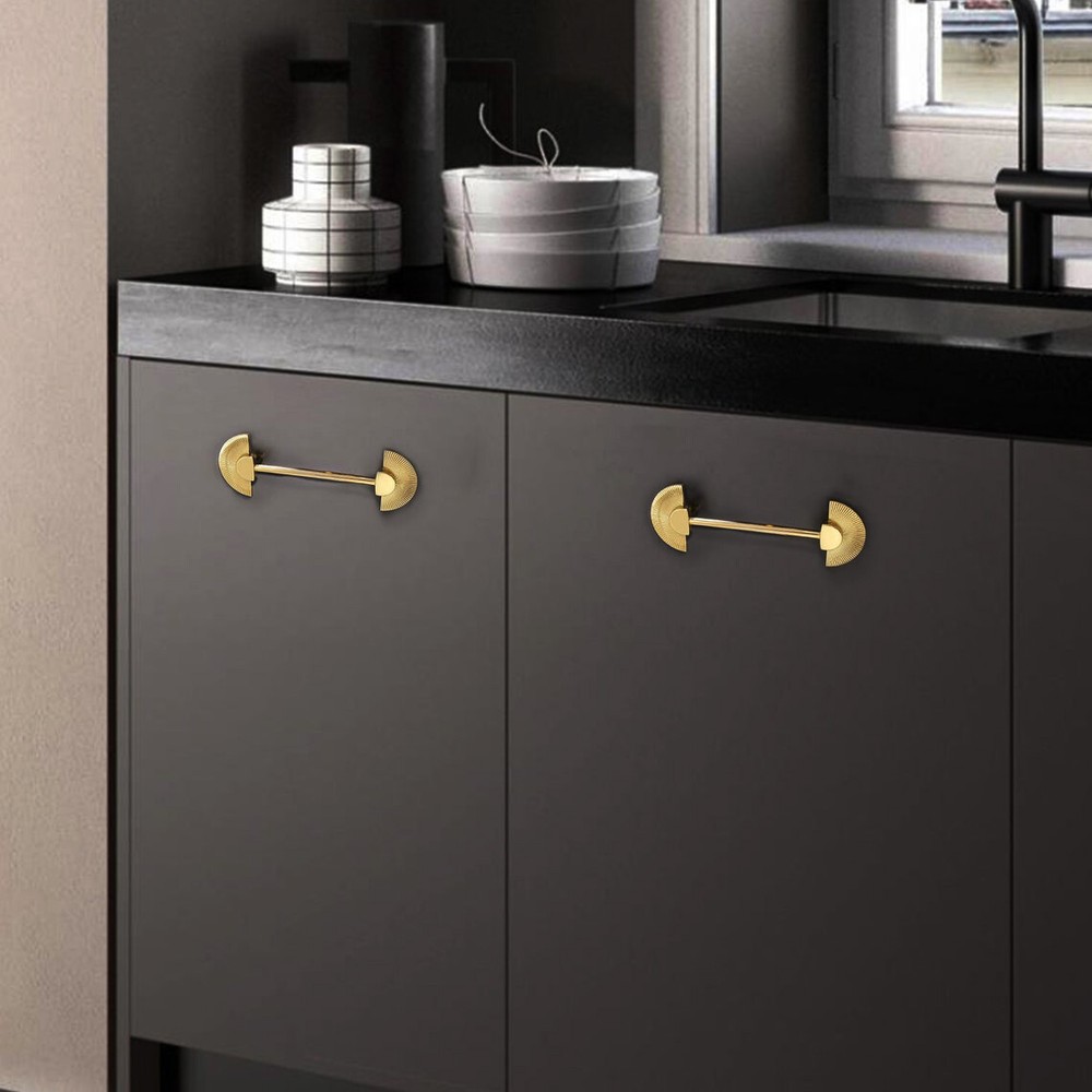 3.78" 5"Double Semicircle Brass Drawer Pull Cabinet Handle Dresser Wardrobe Pull