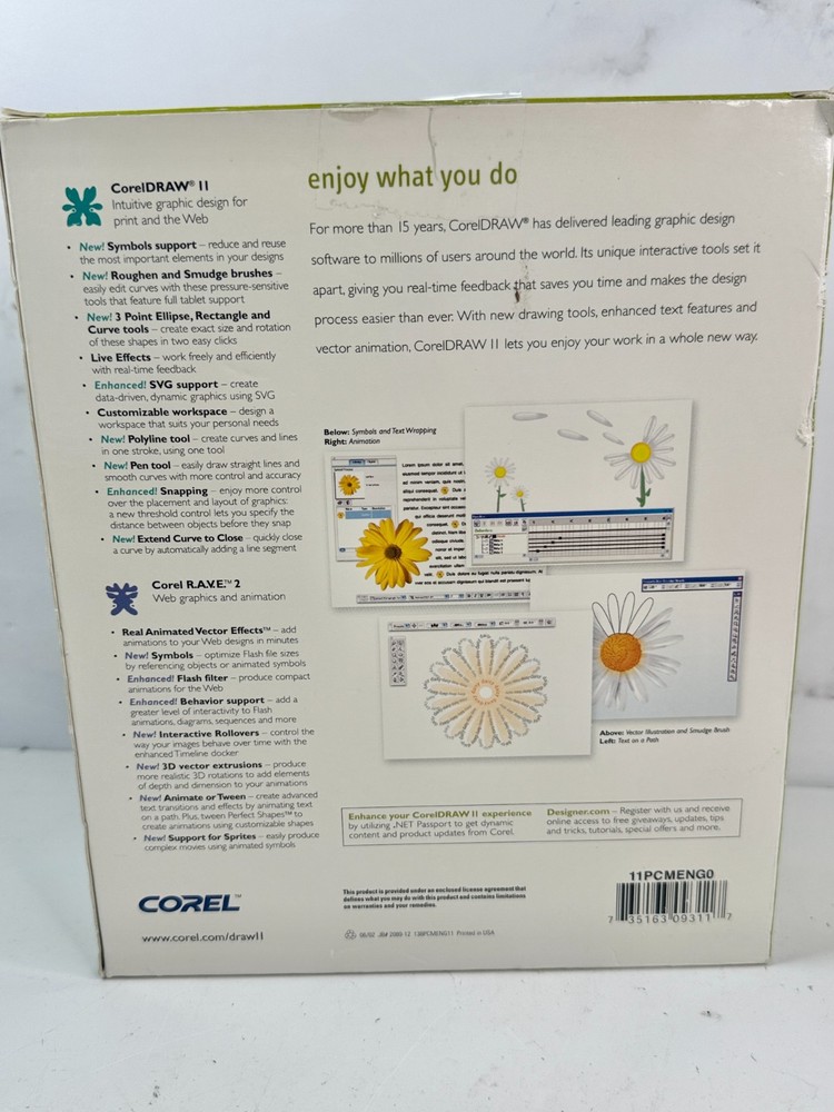 Corel Draw 11 Windows / Mac Corel RAVE 2 | Missing Disc 1 | +Manuals | +Cards