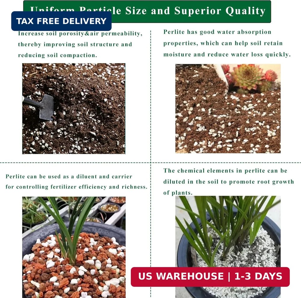 2 Quart Organic Perlite Horticultural Soil Amendment for Plants and Enhanced Dra