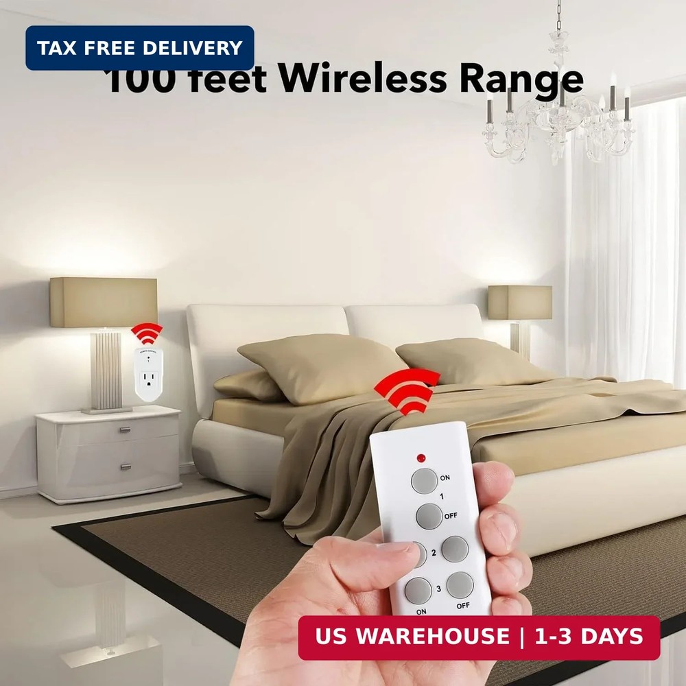 BN-LINK Wireless Remote Control Outlet Electrical Switch for Lights, Fans, Chris