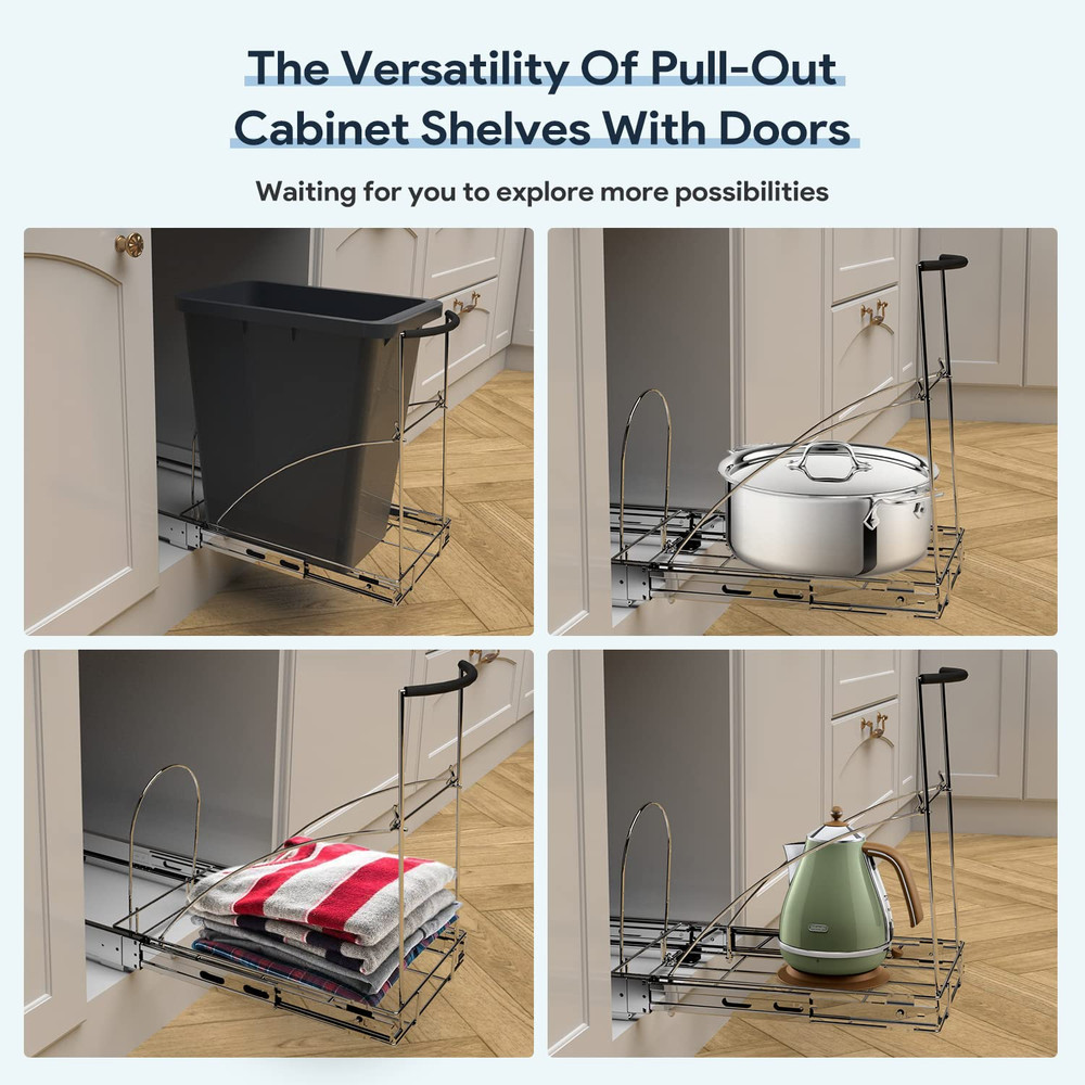 Pull Out Trash Can under Cabinet，Under Sink Slide Out Garbage for Kitchen，Requir