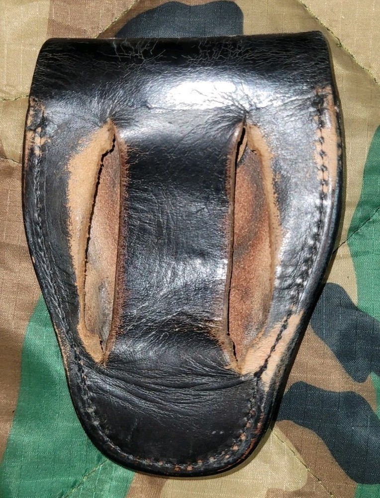 Vintage Leather Hand Cuff Belt Case Black