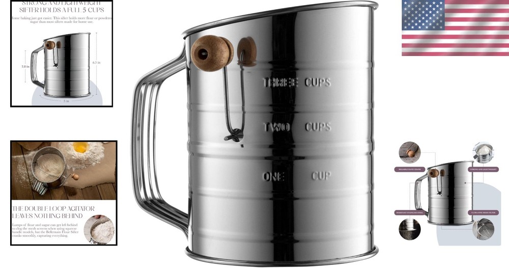Compact 5 Cup Flour Sifter for Precision Sifting