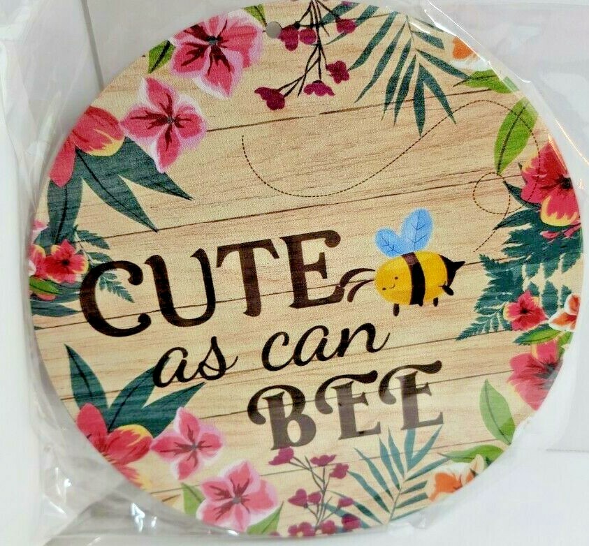 Cute as Can Bee Round Wood Sign 5.9"