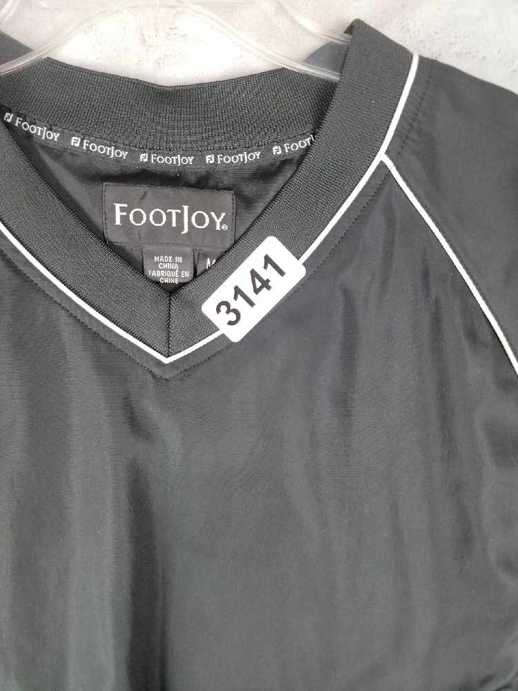 Footjoy Pullover Mens Medium Golf Windbreaker Black and White Long Sleeve Logo