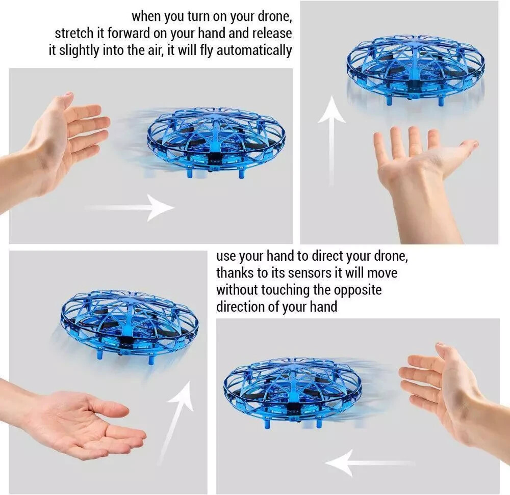 UFO Interact With Your Drone By Hand Blue
