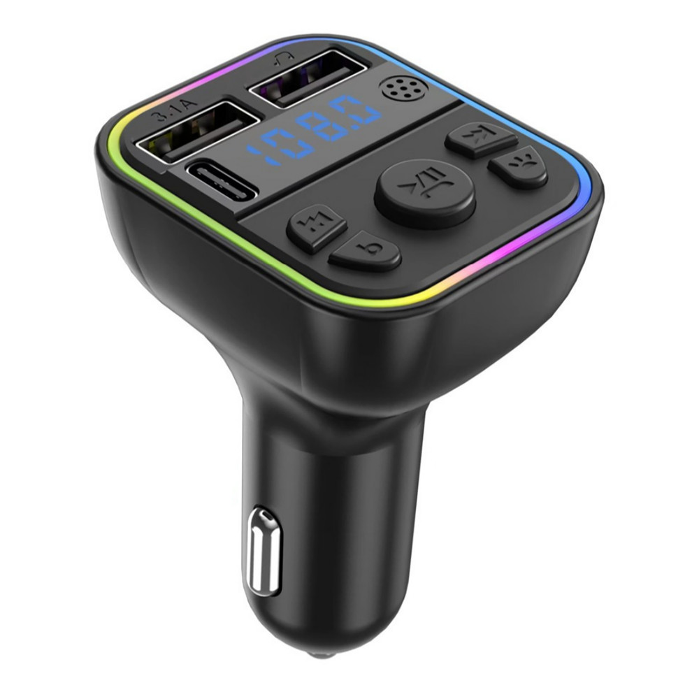 12V-24V Car FM Transmitter Adapter Bluetooth Type-C Dual USB Fast Charger