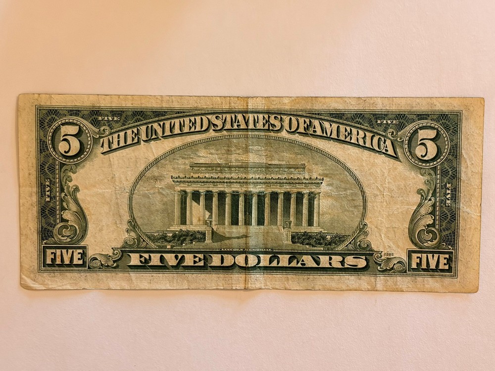 1953 $5 Five-Dollar Silver Certificate, US Bank Note, Circulated