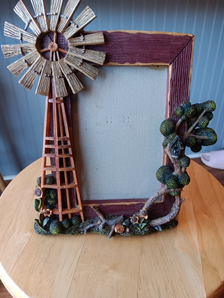 Picture Frame Windmill And Tree Resin Unique