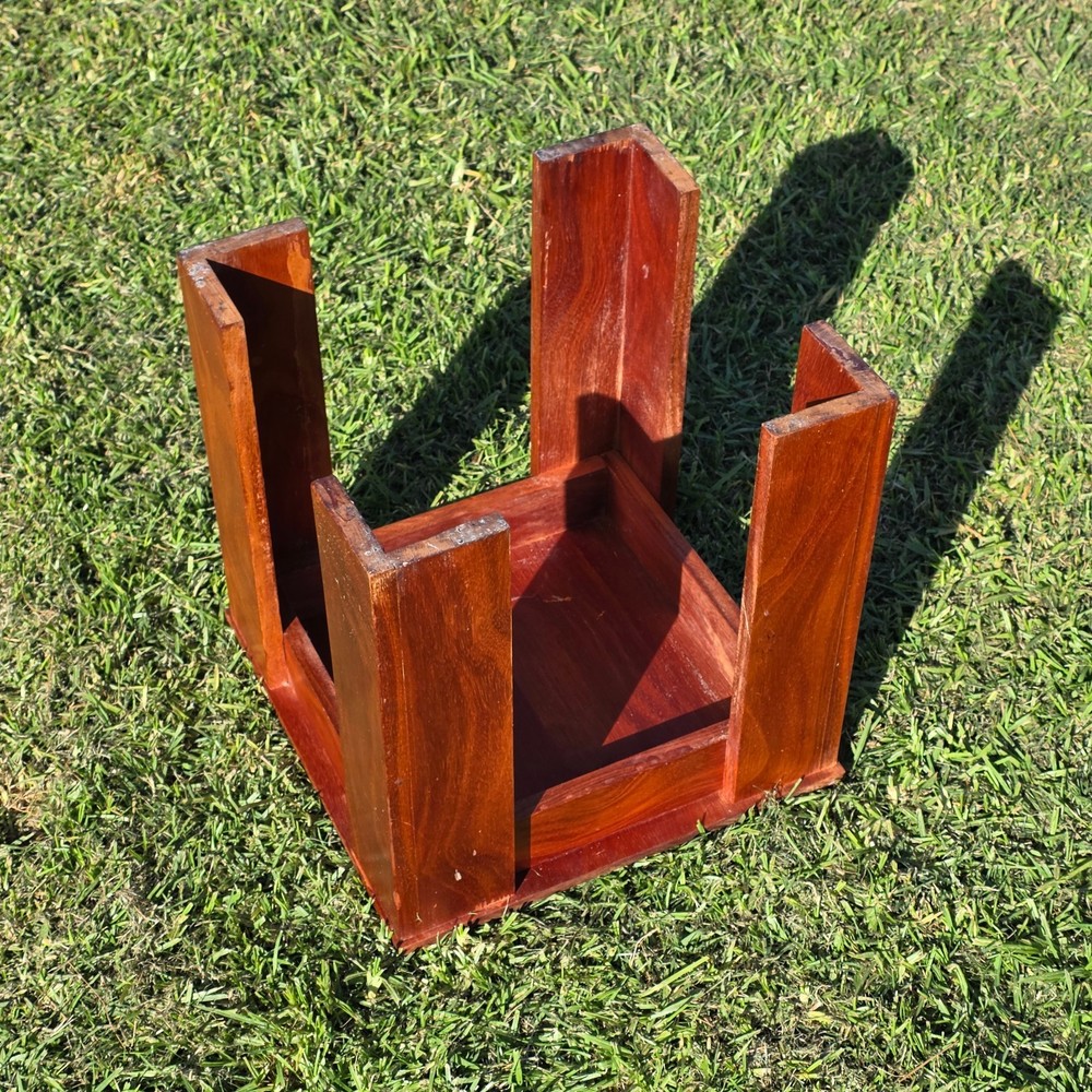 Vintage Solid Mahogany Cube Side Table/Stool -Minimalist Modern Design 16" x 16"