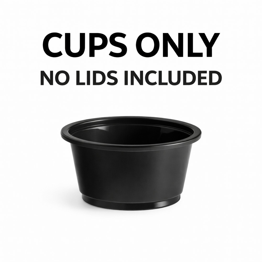 Choice Black Plastic Souffle Cup / Portion Cup - 2 oz. - 2,500/Case