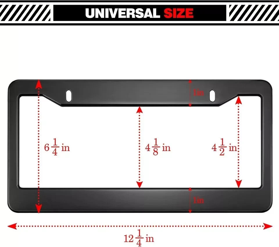 Black Matte License Plate Frames, 2 Pack Widened Aluminum Wide,