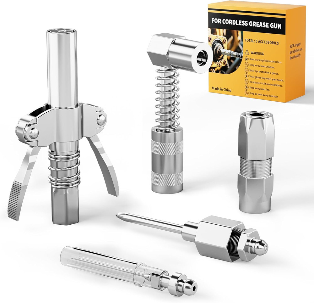 Grease Gun Accessory Kit, Includes Quick-Release Coupler, 90 Degree Grease Gun C