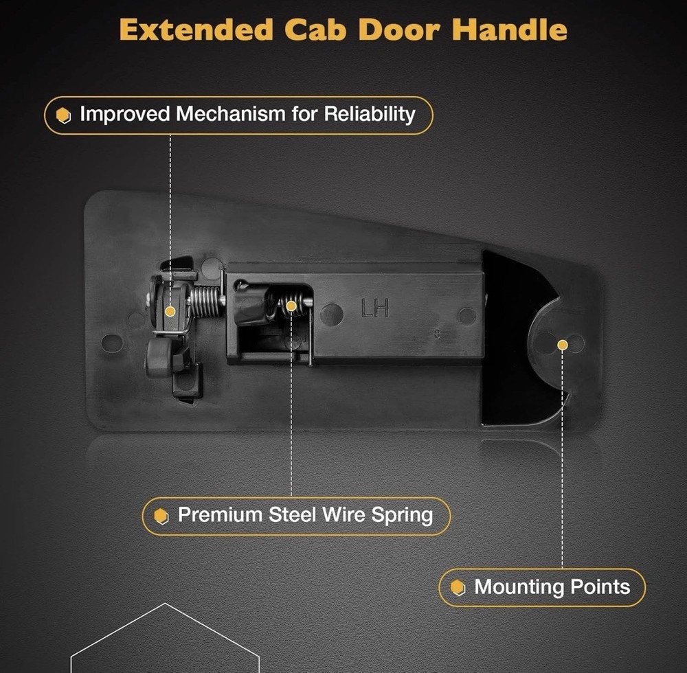 Extended Cab Door Handle Rear Left Driver and Right Passgenger Side , Black