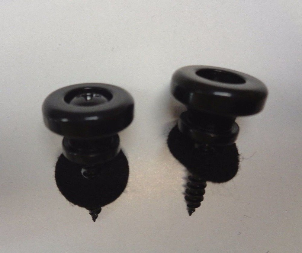 Black Guitar Strap Buttons with Washers & Screws