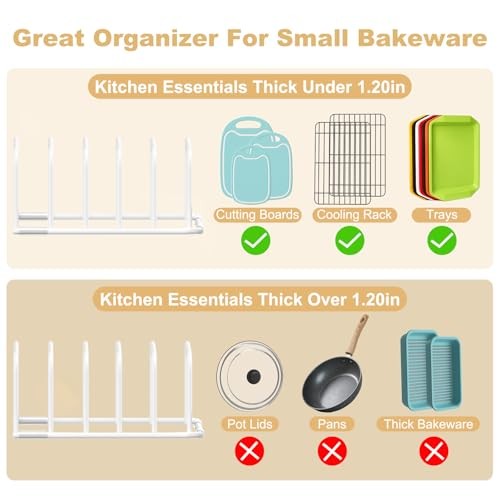 Cutting Board Organizer and Baking Sheet Rack, [2-Pack] White Heavy 2Pcs, White