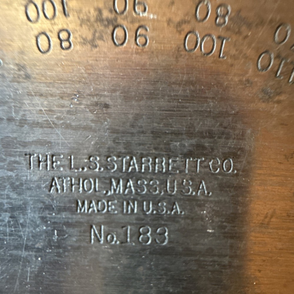 Starrett No. 183 Rectangular Head Protractor 0-180 Degree Measuring Range