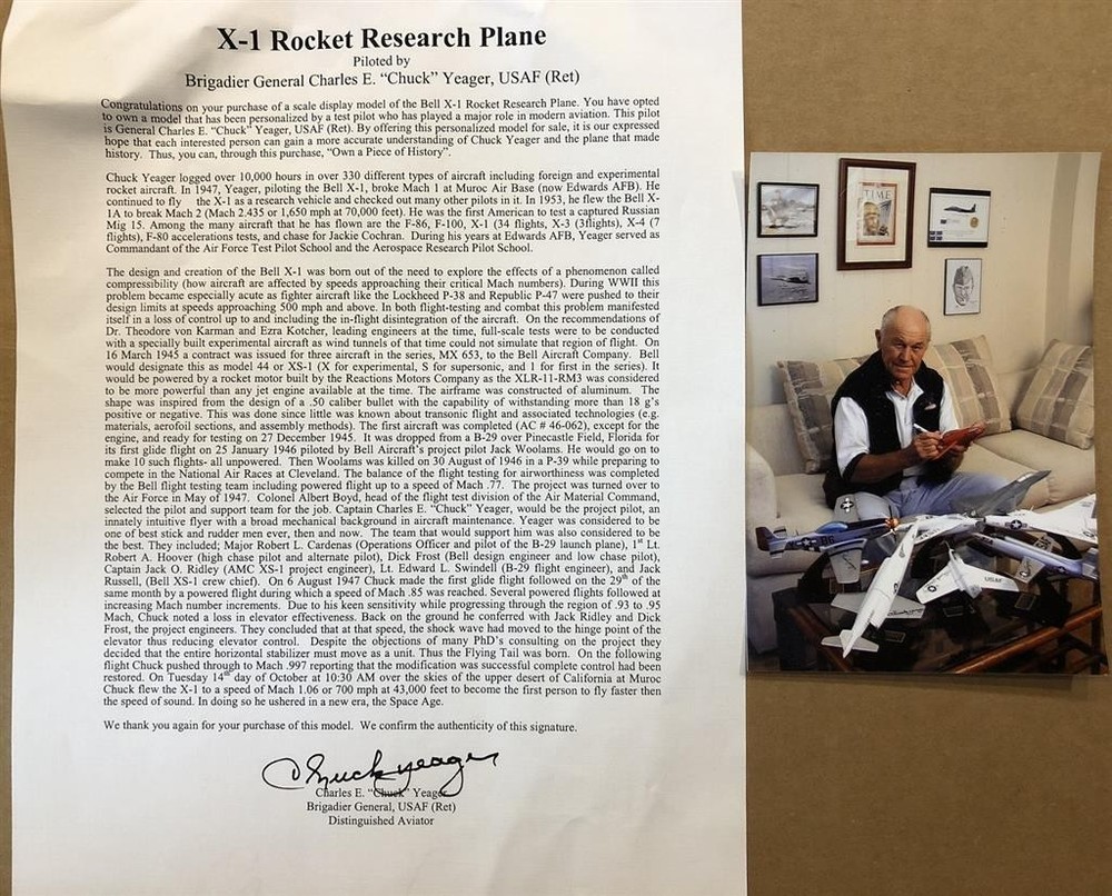 Chuck Yeager Signed Bell X-1 Model Airplane