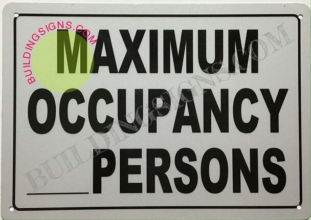 Maximum Occupancy Sign (Reflective !!, Aluminum-Rust Free, White,-REF24-1027