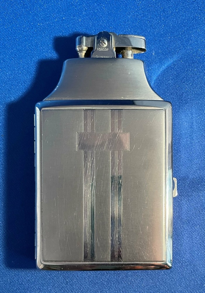 VINTAGE RONSON MASTERCASE COMBO CIGARETTE LIGHTER & CASE ART DECO STYLE SHARP!
