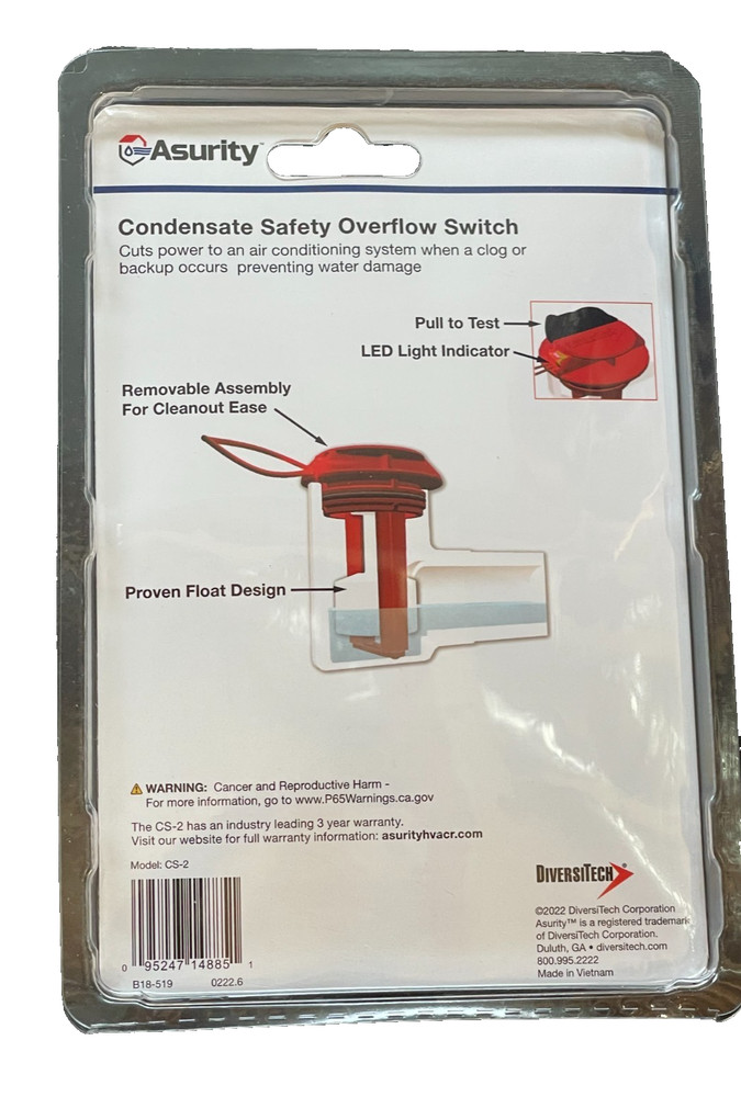 DiversiTech Asurity CS-2 Condensate Safety Float Switch