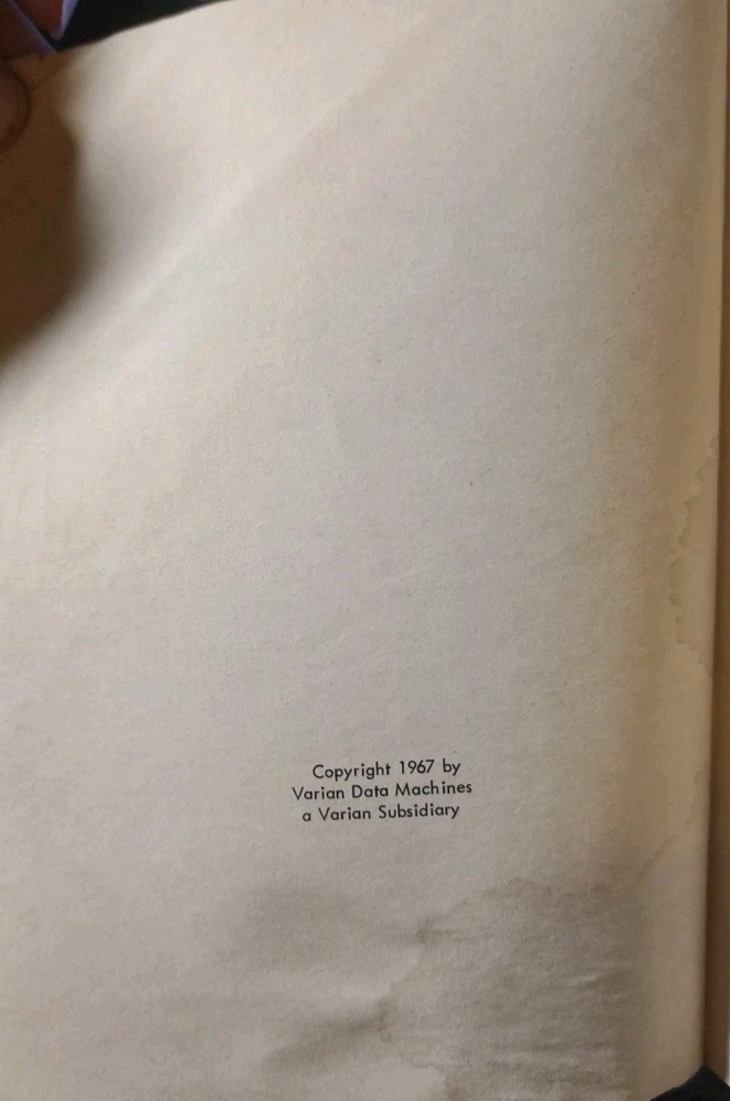 VINTAGE Varian Data 620/i Systems Computer Handbook