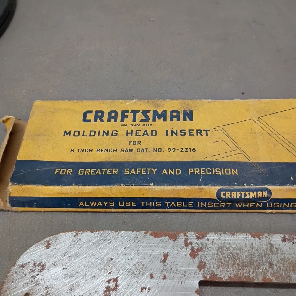 EARLY SEARS CRAFTSMAN 8 " BENCH TABLE SAW MOLDING HEAD INSERT